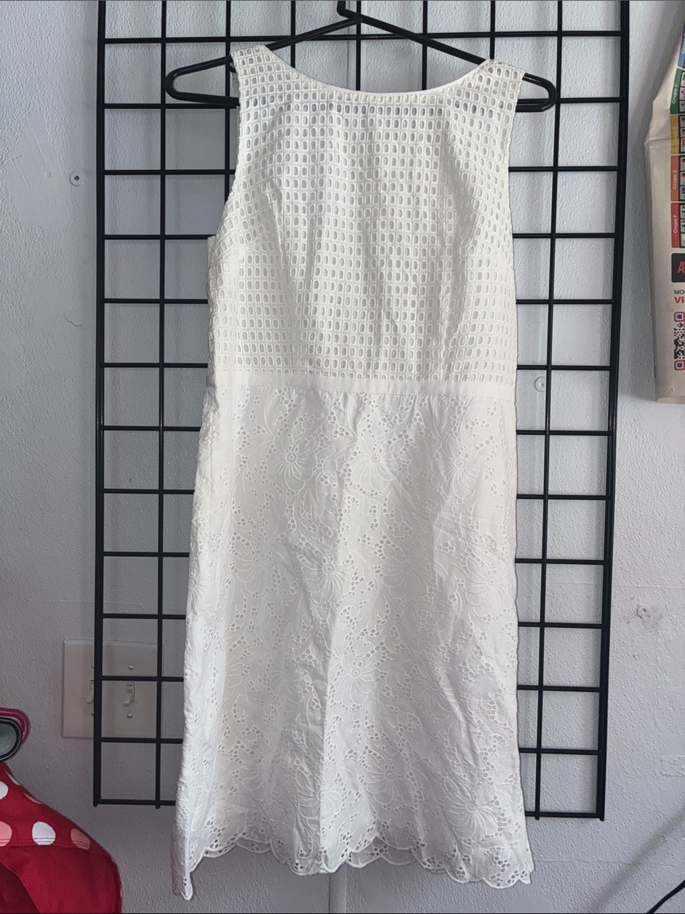 LOFT White Eyelet & Lace Midi Dress